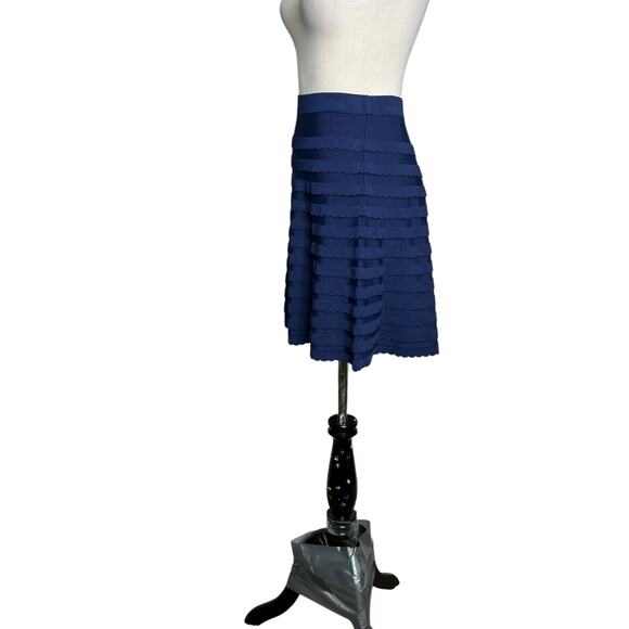 Lilly Pulitzer Navy Scalloped Tiered Ruffle A-Line Flare Knit Skirt Size Small - Picture 7 of 14